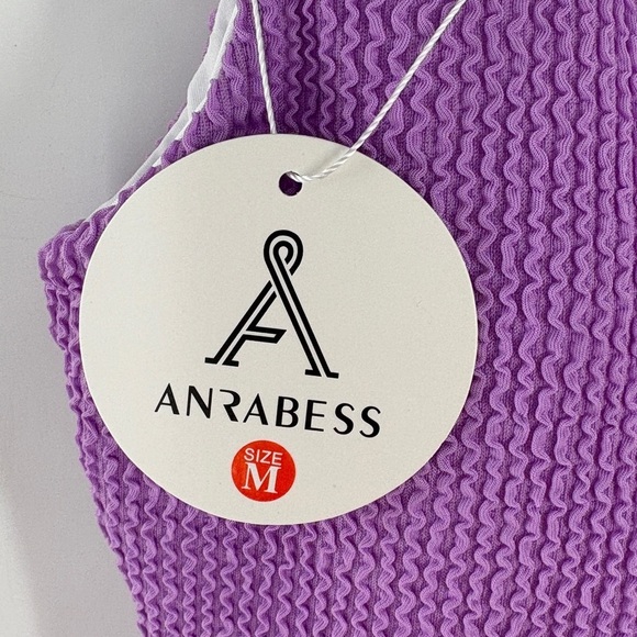 ANRABESS Womens  Swimsuit Purple Summer Sq Neck -Full Coverage Textured-Medium - Picture 8 of 9